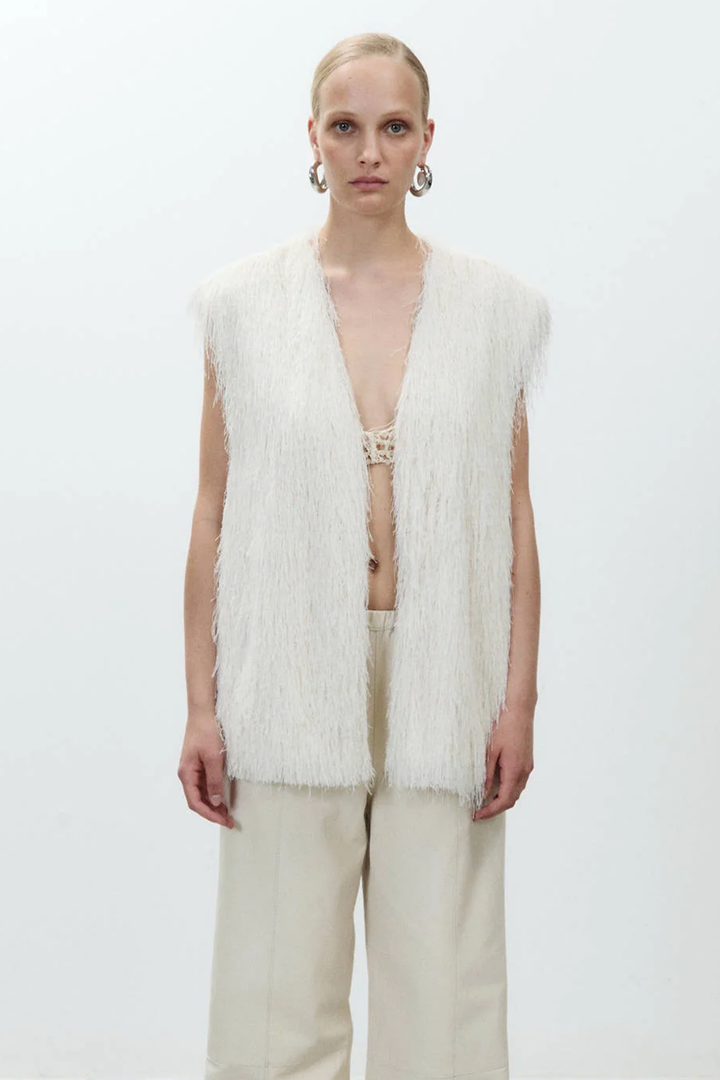 Gilet Lungo con Frange