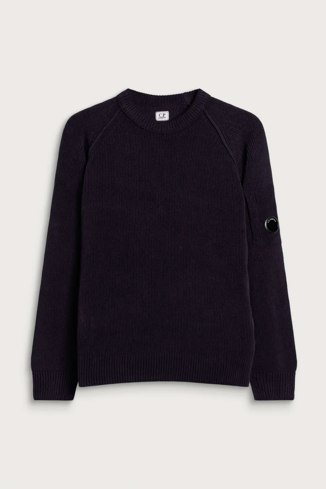 Maglione girocollo blu a coste