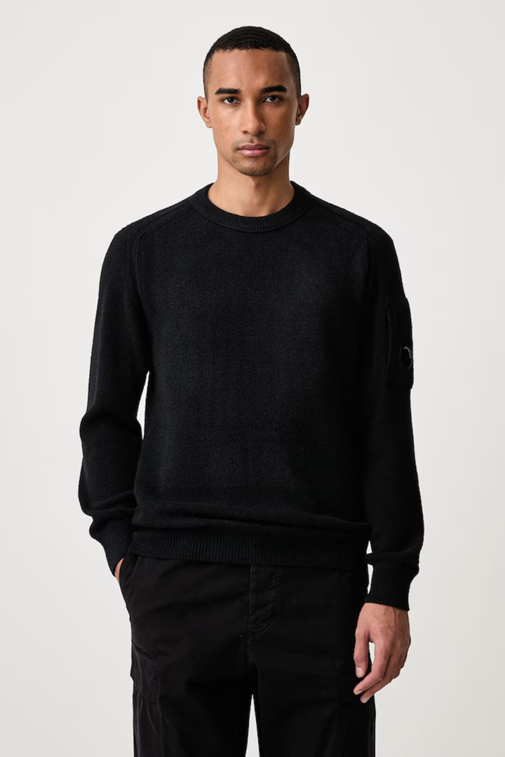 Maglia in misto lana nera girocollo