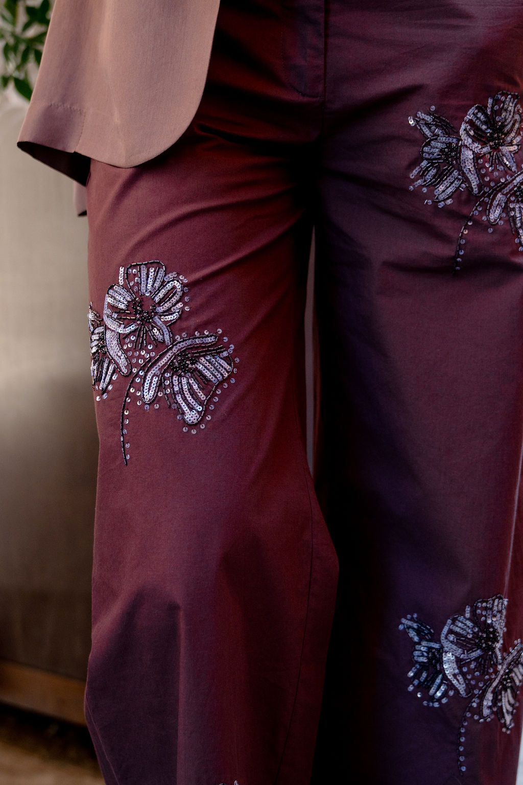 Pantaloni Dritti con Paillettes