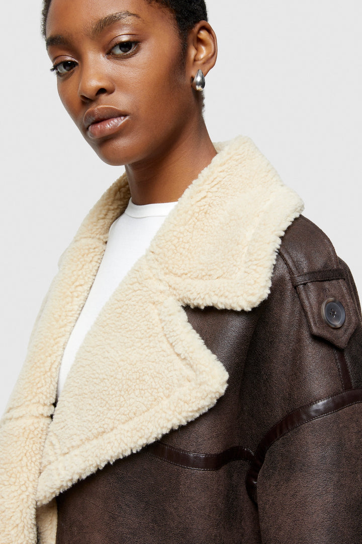 Giubbotto Eco Shearling Revers Lungo