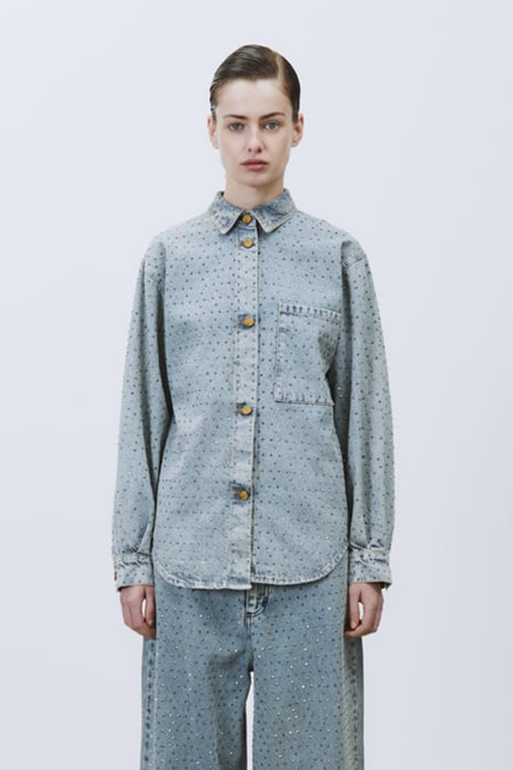 Overshirt in Denim con Strass