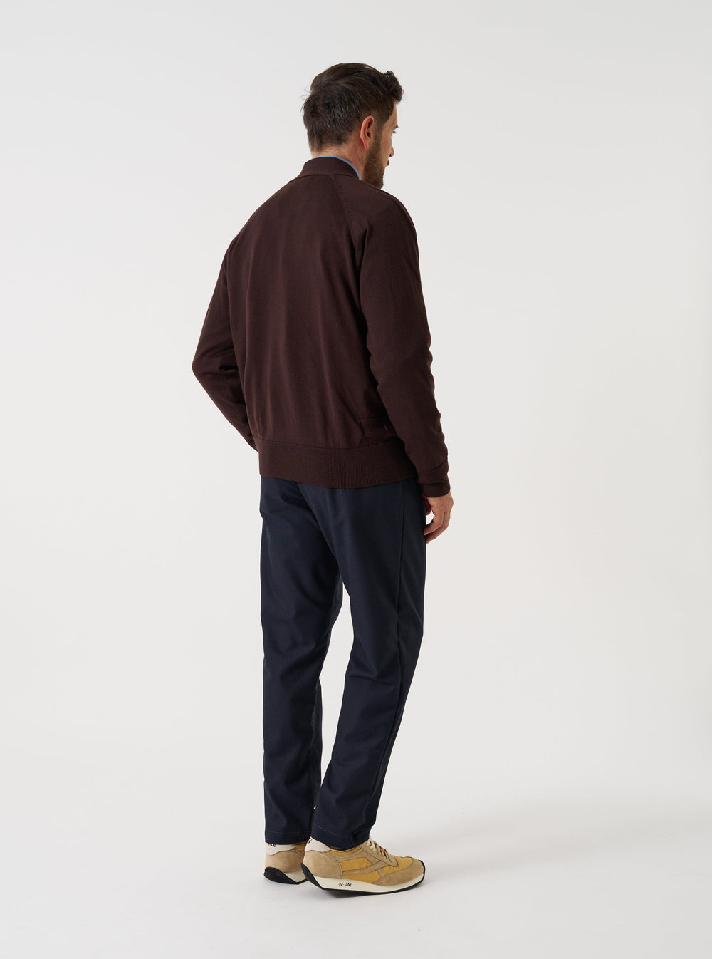 Universal Works Military Chino Pantaloni Tweed Riciclato Blu Navy