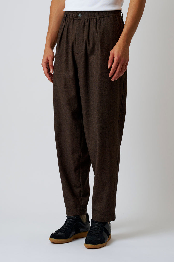 Pantaloni Track Pleated in Recycled Tweed