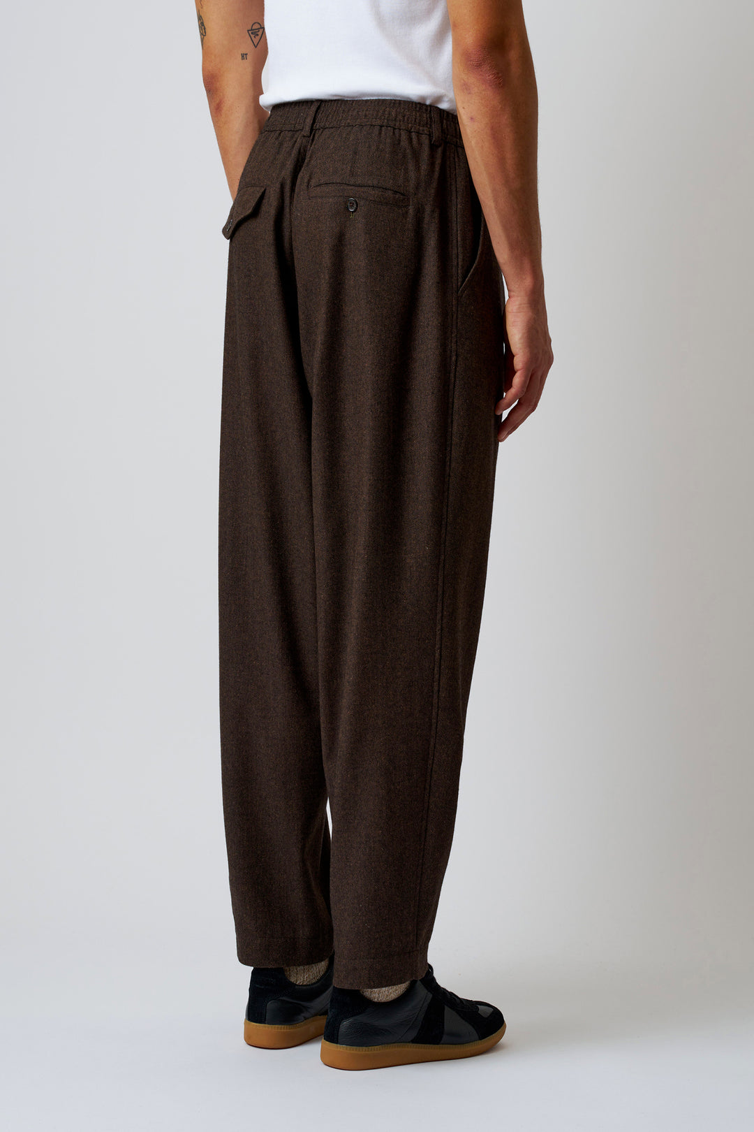 Pantaloni Track Pleated in Recycled Tweed