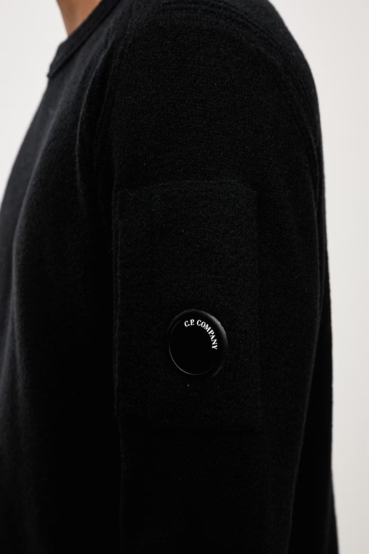 Maglia in misto lana nera girocollo