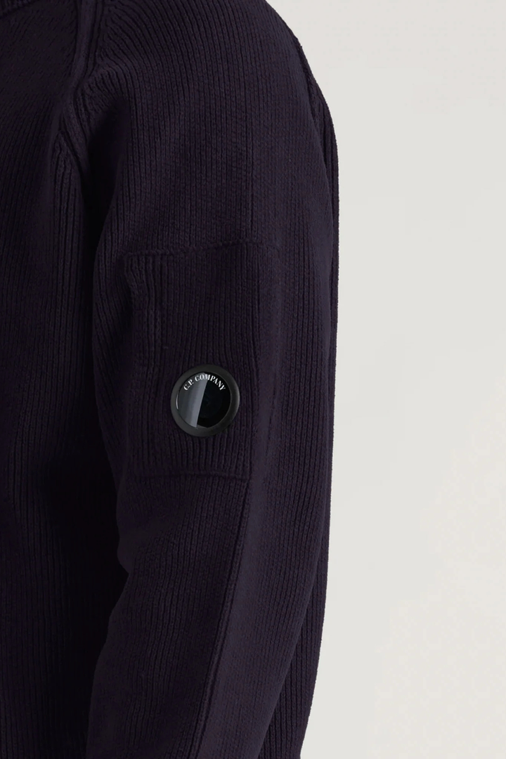 Maglione girocollo blu a coste