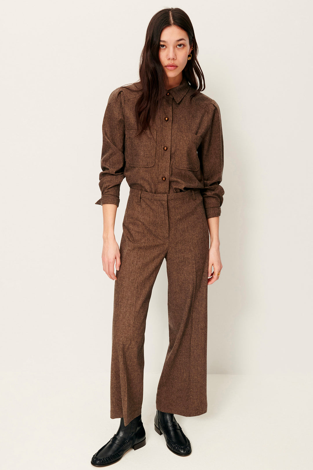 Pantaloni Dritti Melange Aldiwool