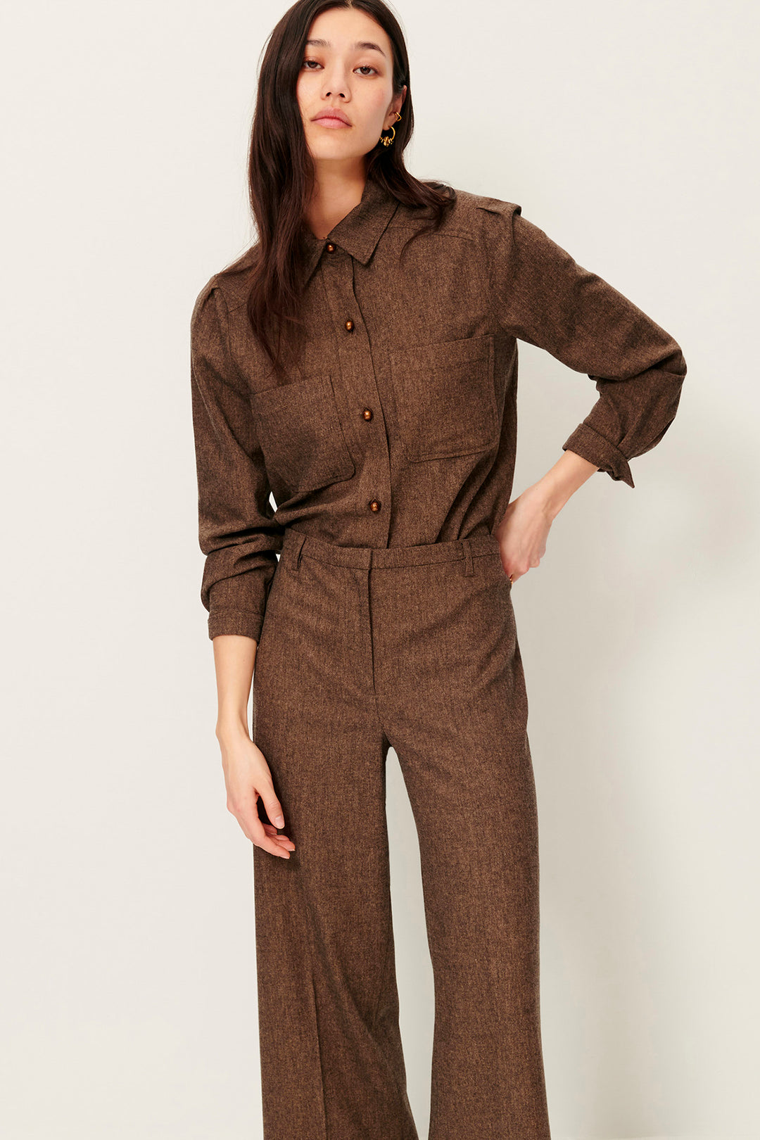 Pantaloni Dritti Melange Aldiwool
