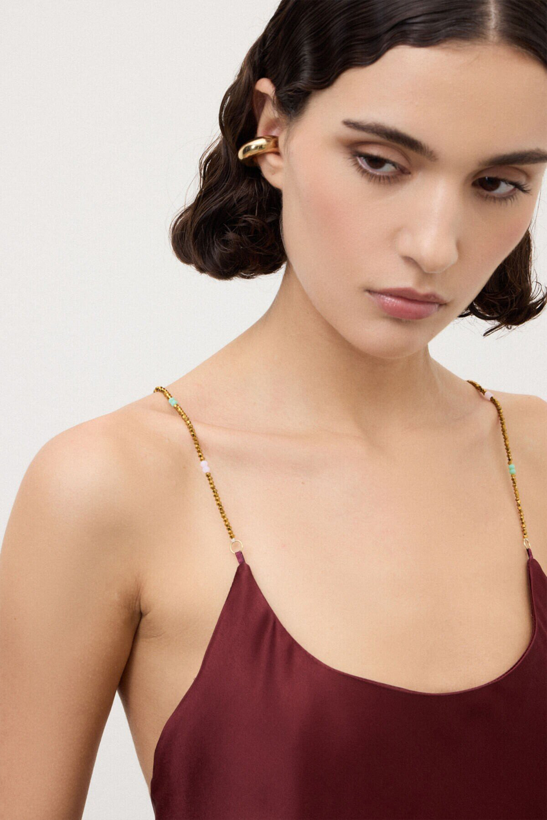 Top Satin con Perline