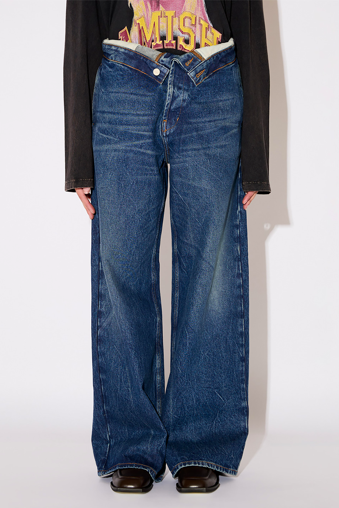 Jeans Wide Roll Up Azul