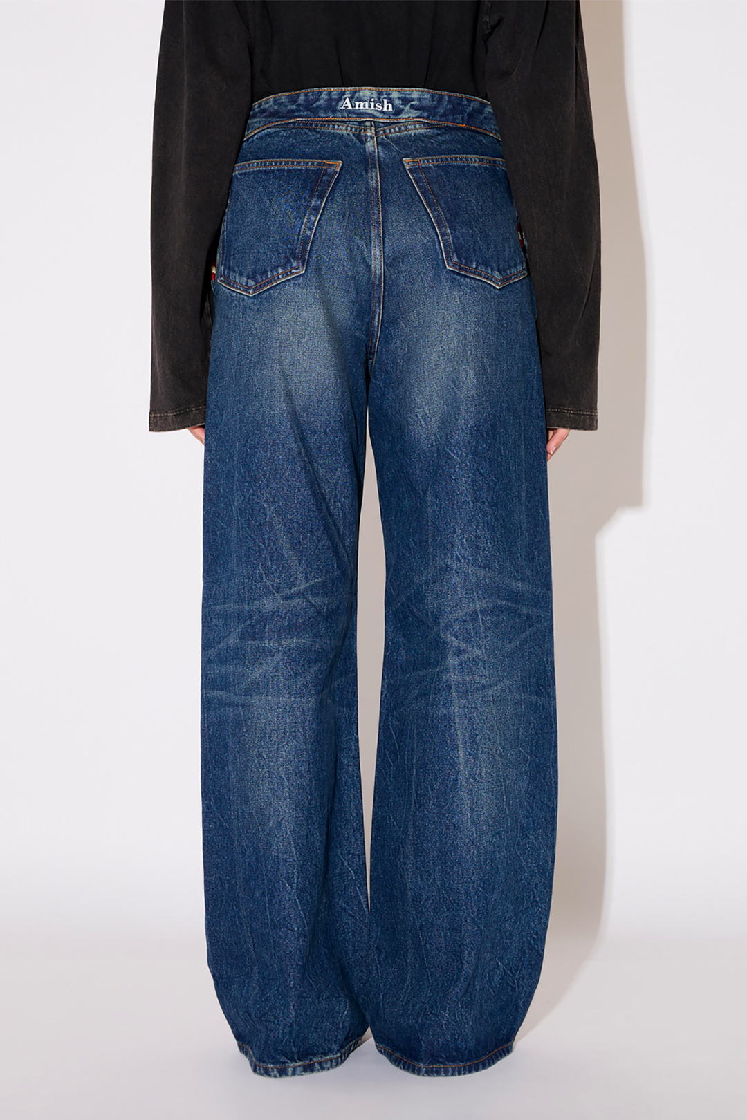 Jeans Wide Roll Up Azul
