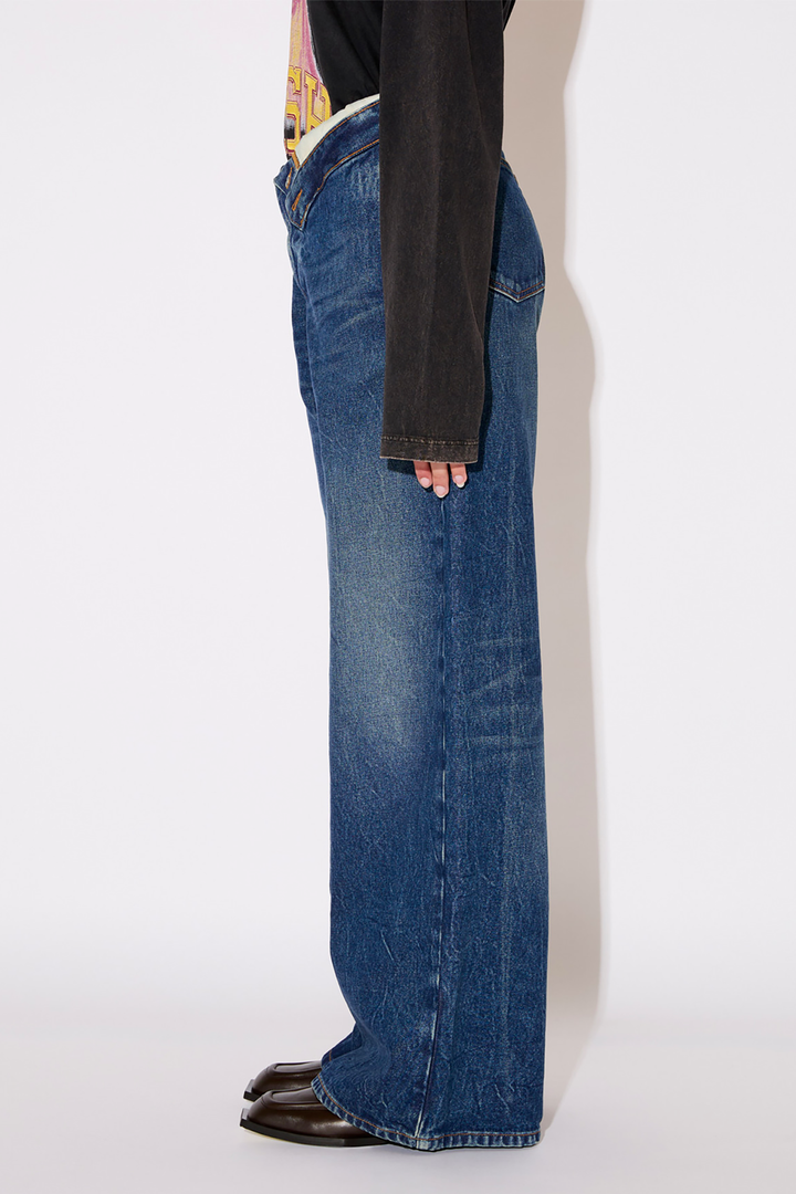 Jeans Wide Roll Up Azul