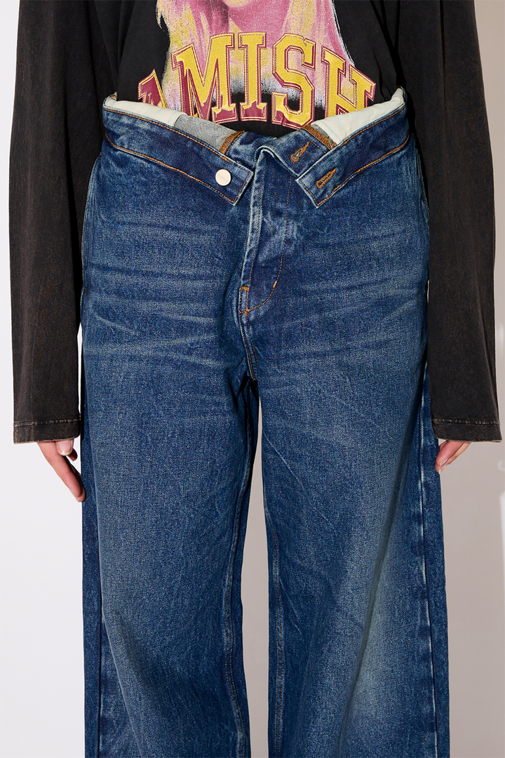 Jeans Wide Roll Up Azul