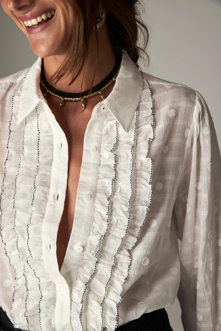 Camicia con Rouche Rosarillo