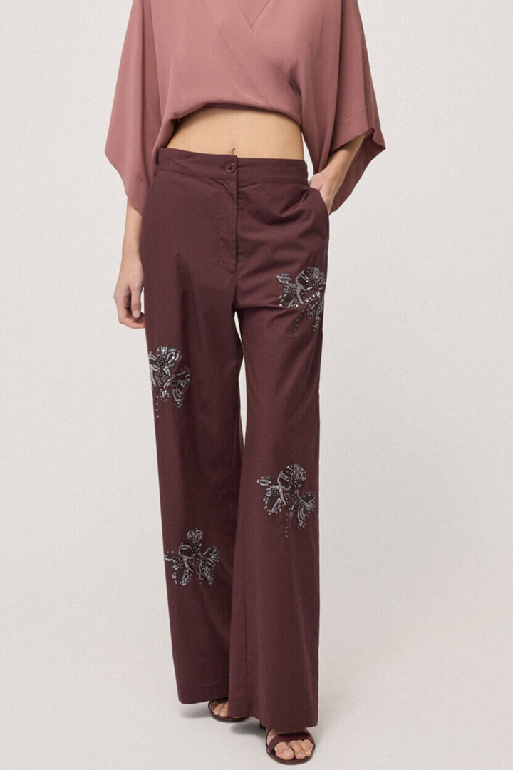 Pantaloni Dritti con Paillettes