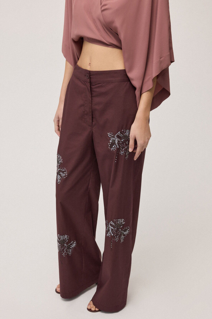 Pantaloni Dritti con Paillettes